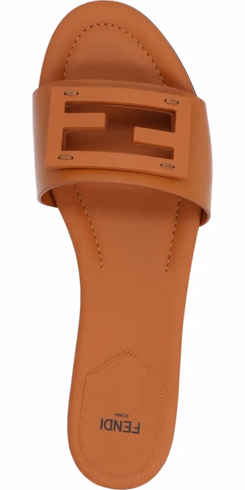 Fendi Brown Lamb Leather Slides