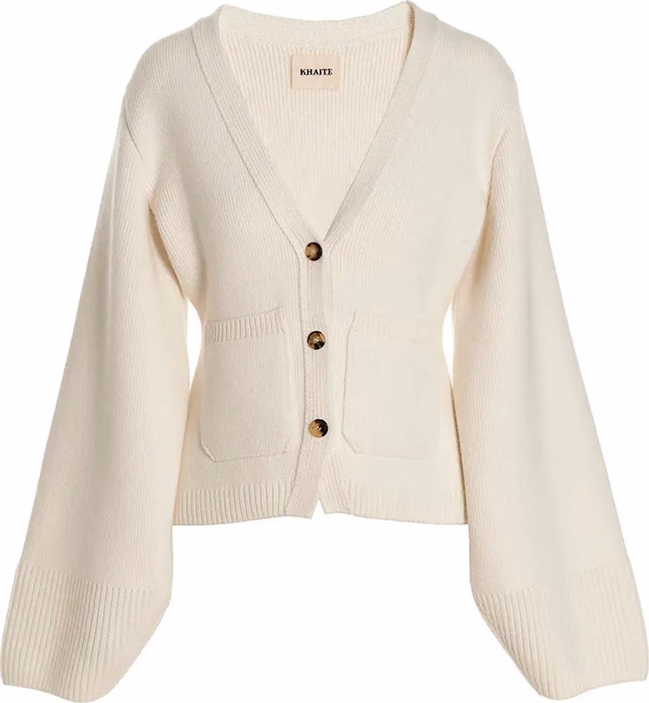 Khaite White Cashmere Cardigan