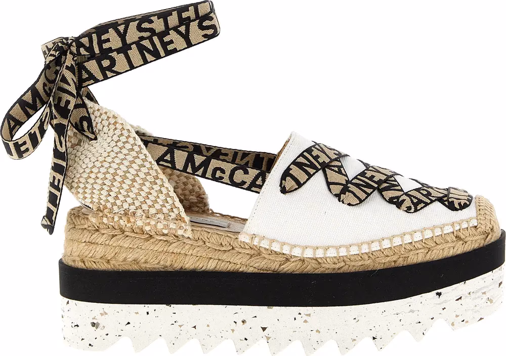 Stella McCartney Beige Cotton Wedge Sandals