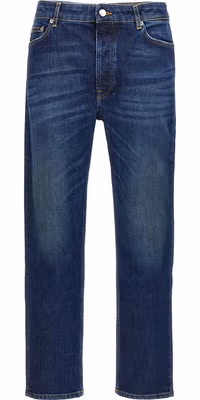 Blue Cotton Straight-Leg Jeans