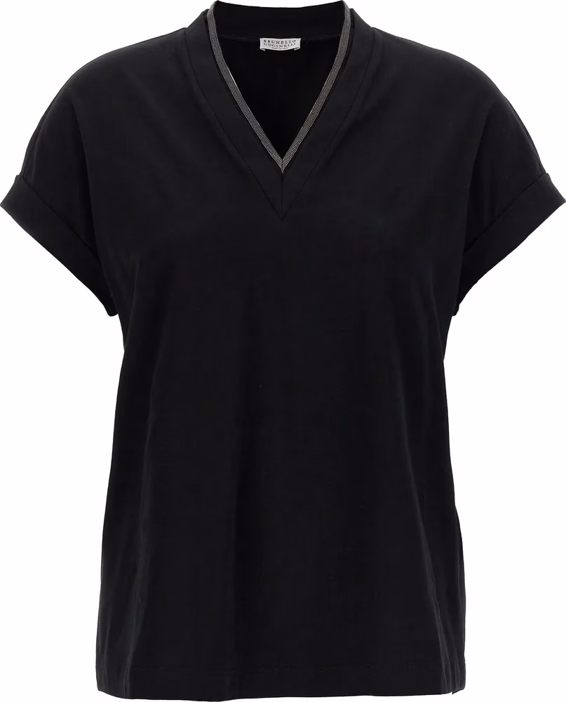 Brunello Cucinelli Black Cotton T-Shirt