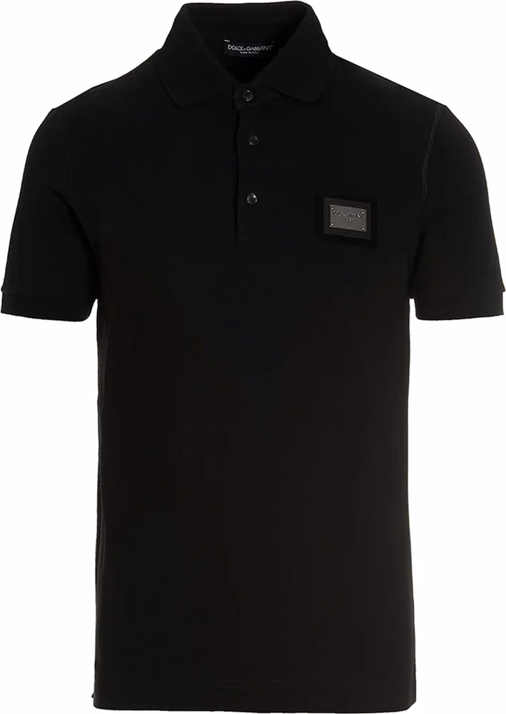 Dolce & Gabbana Black Cotton Polo Shirt