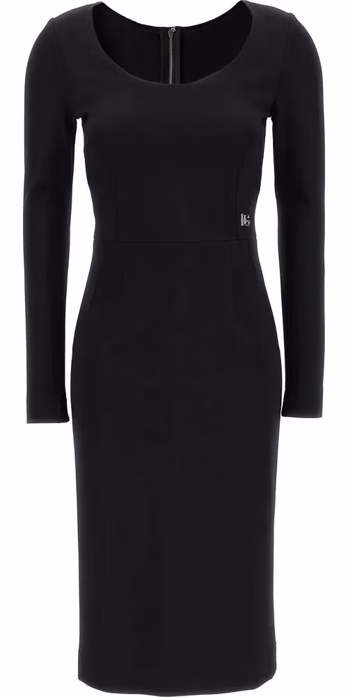 Dolce & Gabbana Black Viscose Midi Dress