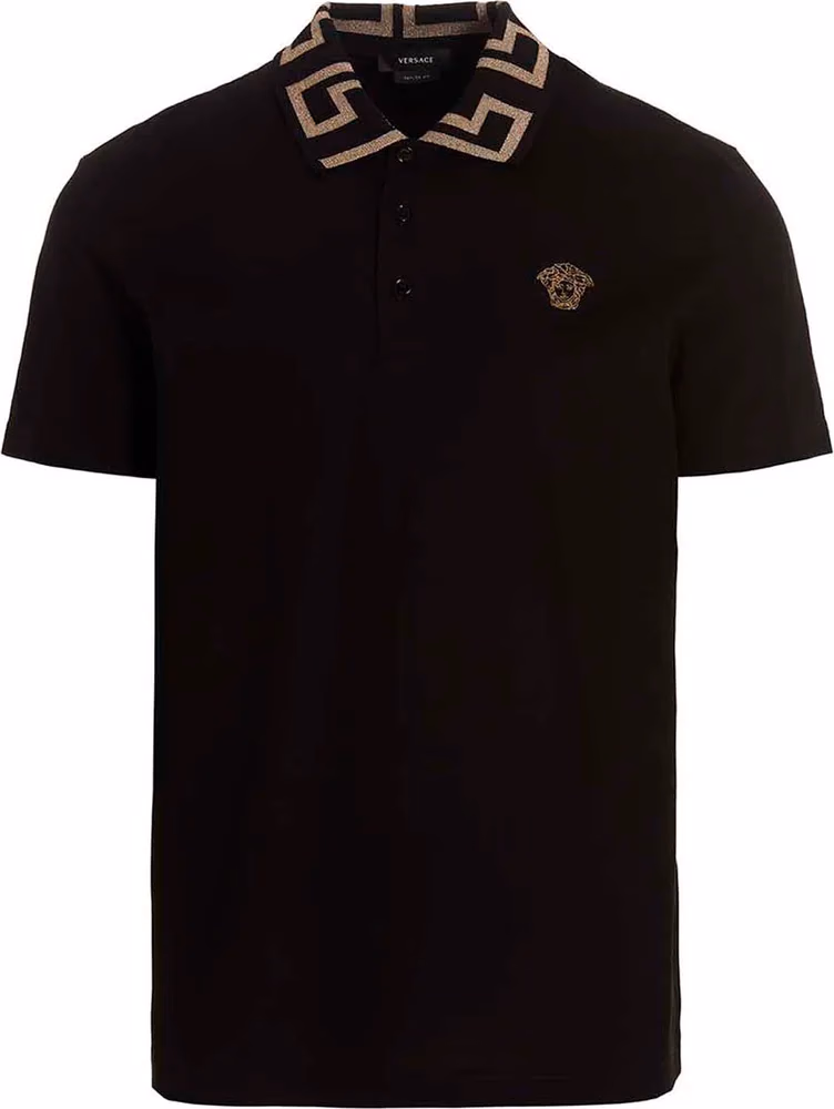 Versace Black Cotton Polo Shirt