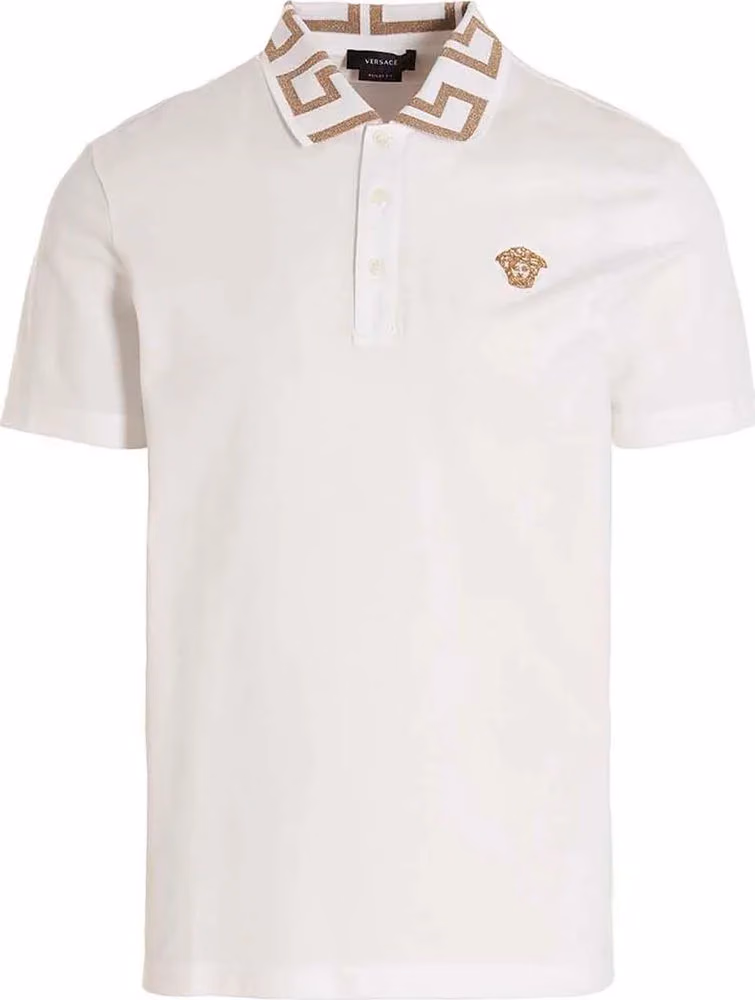 Versace White Cotton Polo Shirt