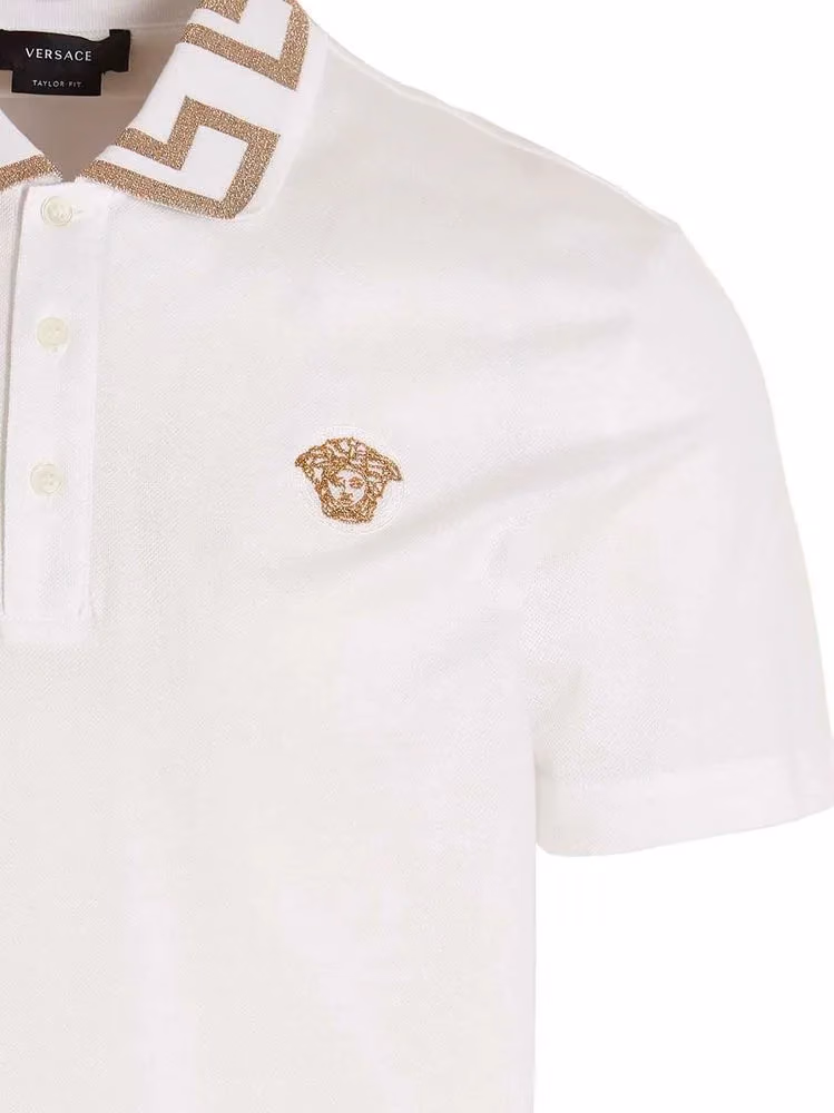 Versace White Cotton Polo Shirt