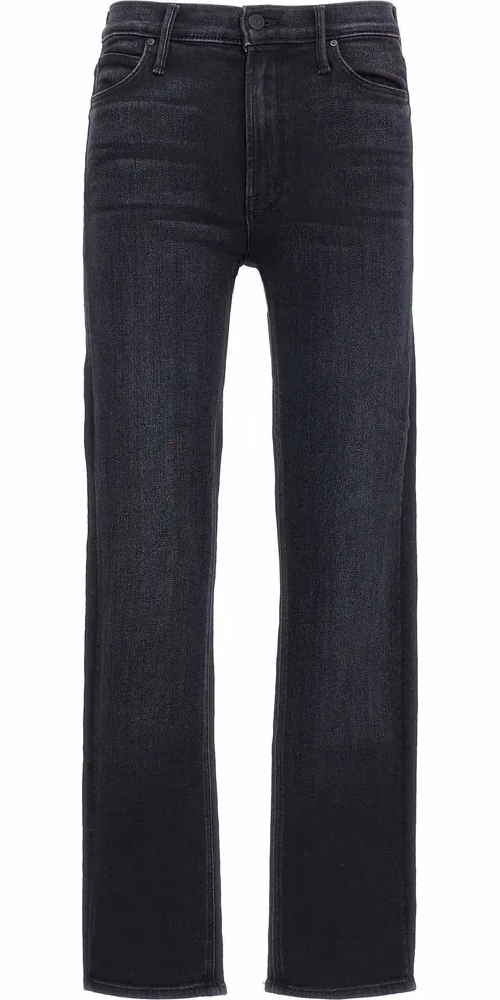 Mother Denim Black Cotton Slim Fit Jeans