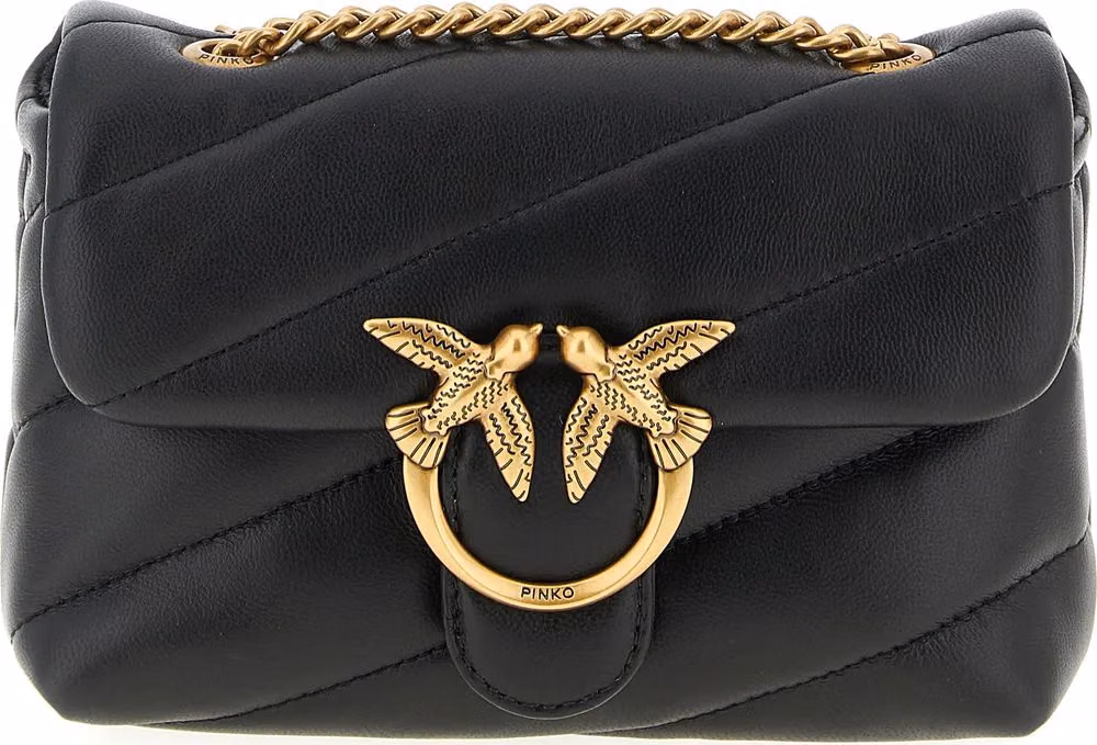 PINKO Black Lamb Leather Crossbody Bag