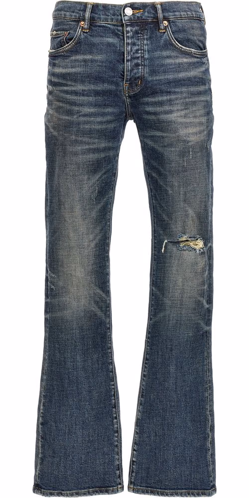 PURPLE Blue Cotton Flared Jeans
