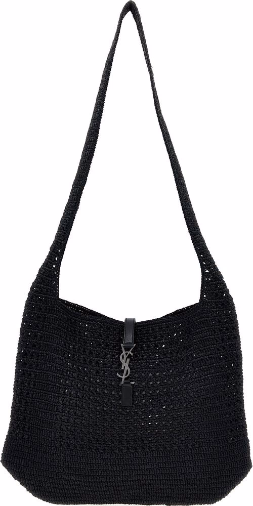 Saint Laurent Black Raffia Tote Bag