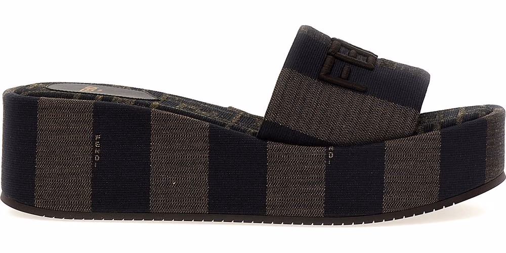 Fendi Brown Cotton Slides