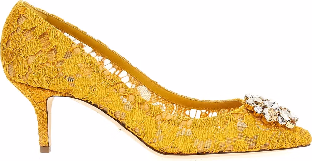 Dolce & Gabbana Bicolor Viscose Mid Heel Pumps