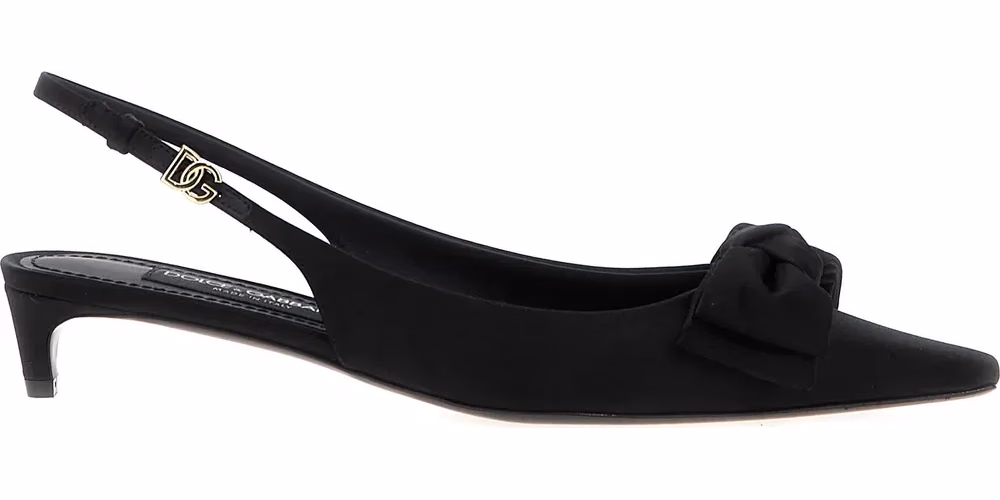 Dolce & Gabbana Black Viscose Mid Heel Pumps