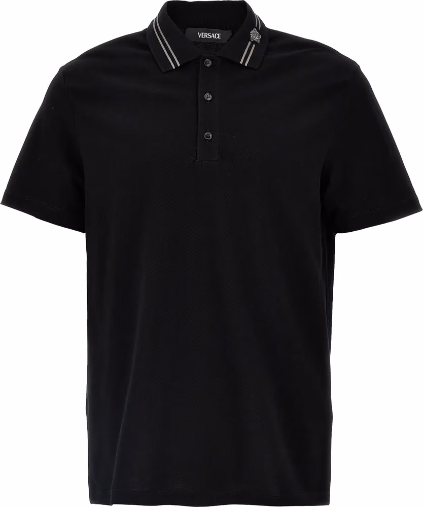 Versace Black Cotton Polo Shirt