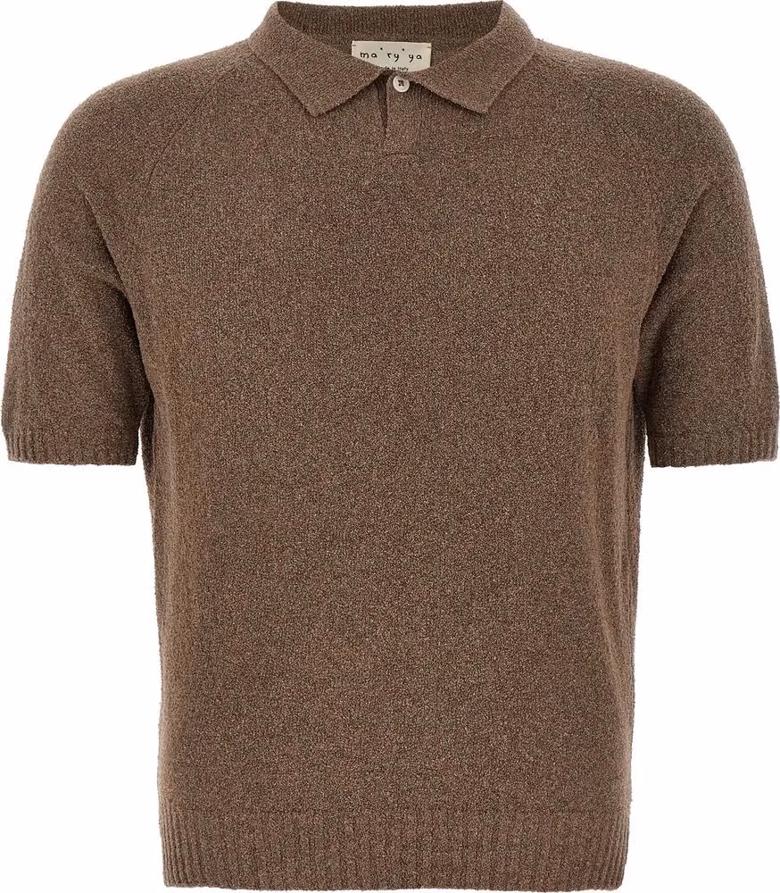 MA'RY'YA Brown Cotton Polo Shirt