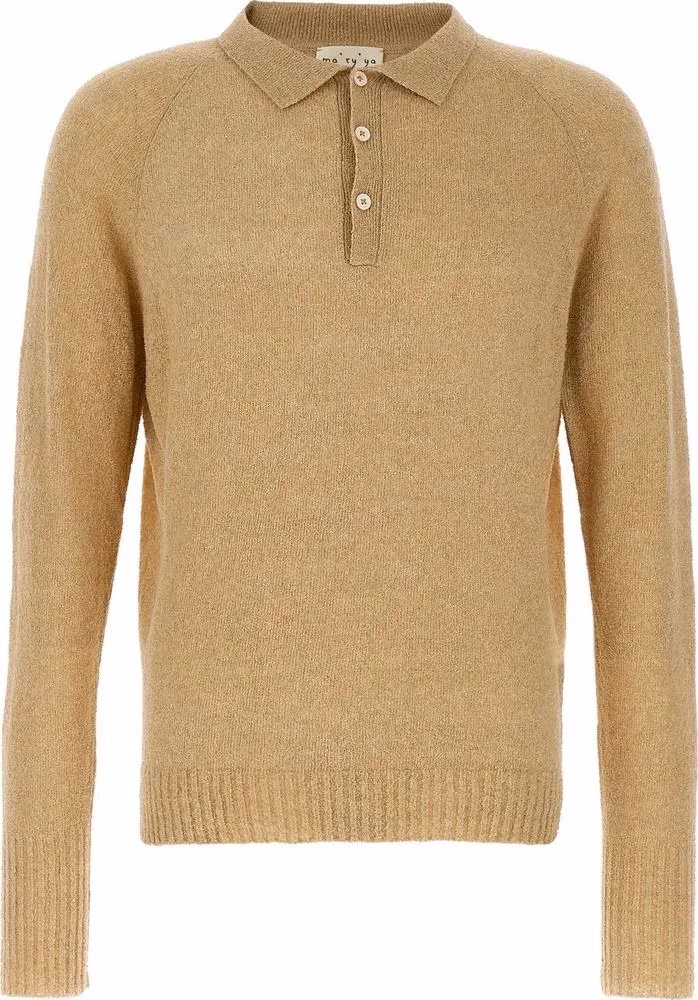 MA'RY'YA Beige Cotton Polo Shirt