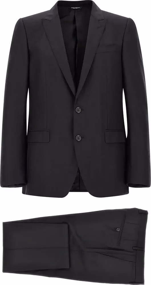 Dolce & Gabbana Black Virgin Wool Two-Piece Suit