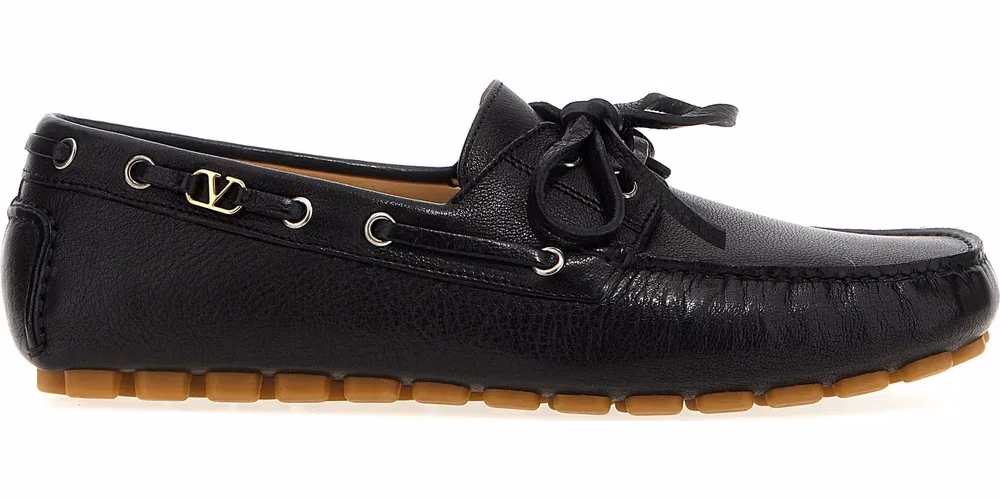 Valentino Garavani Black Buffalo Leather Slip-On Loafers