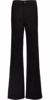 Black Cotton Flared Jeans