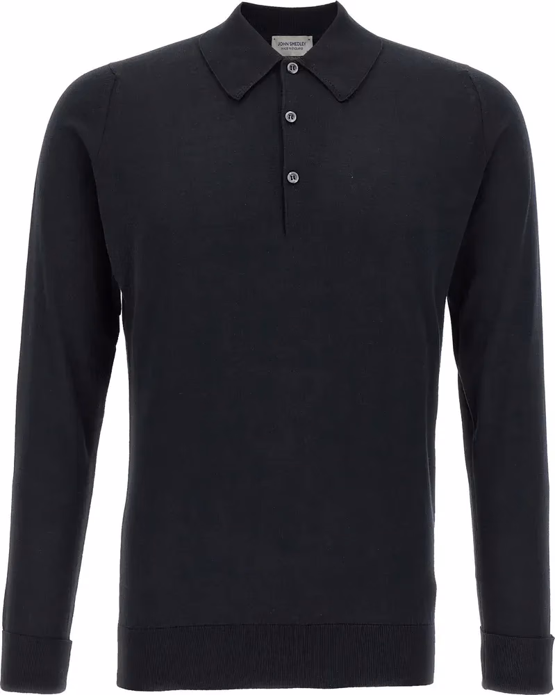 JOHN SMEDLEY Black Cotton Polo Shirt
