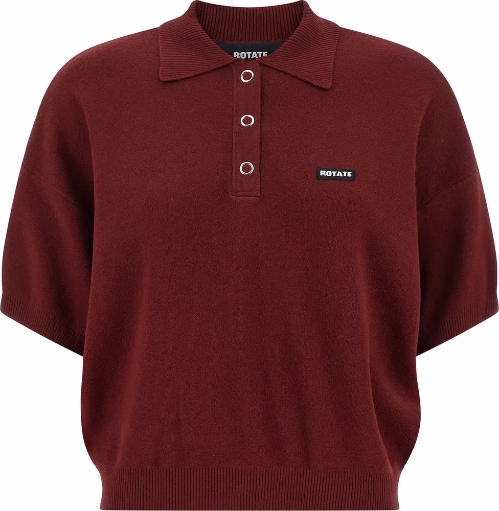 ROTATE BIRGER CHRISTENSEN Bordeaux Mohair Polo Shirt