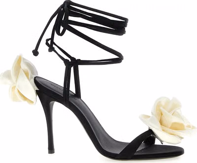 Bicolor Viscose Stiletto Heel Sandals