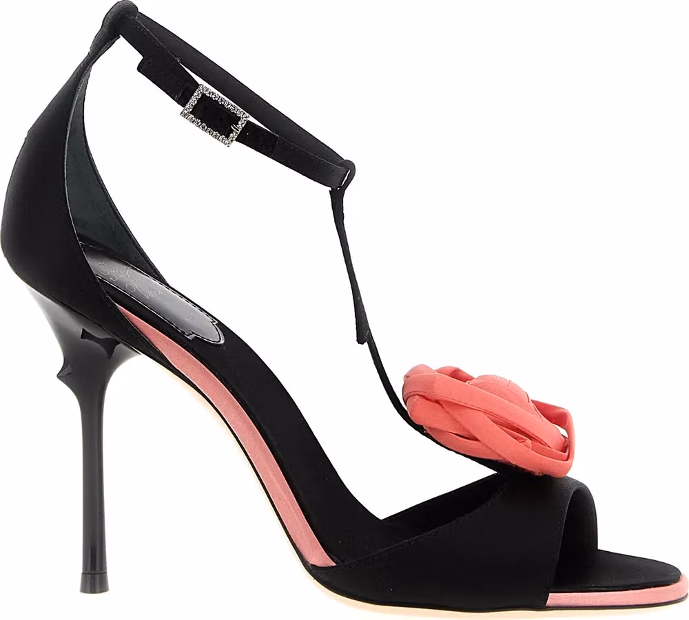 Roger Vivier Black Viscose Stiletto Heel Sandals