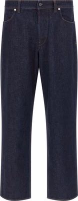 Blue Cotton Straight-Leg Jeans