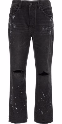 Black Cotton Straight-Leg Jeans