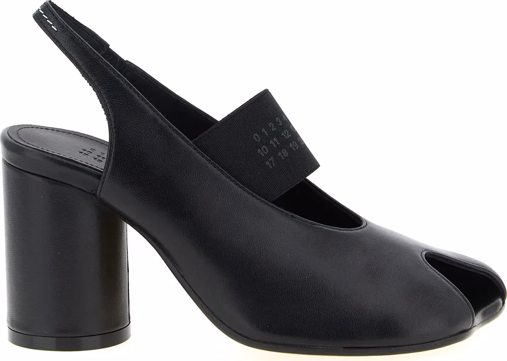 MM6 Maison Margiela Black Lamb Leather Mid Heel Pumps
