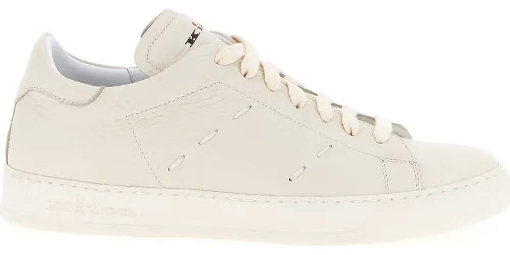 Kiton White Nubuc Leather Low Top Sneakers