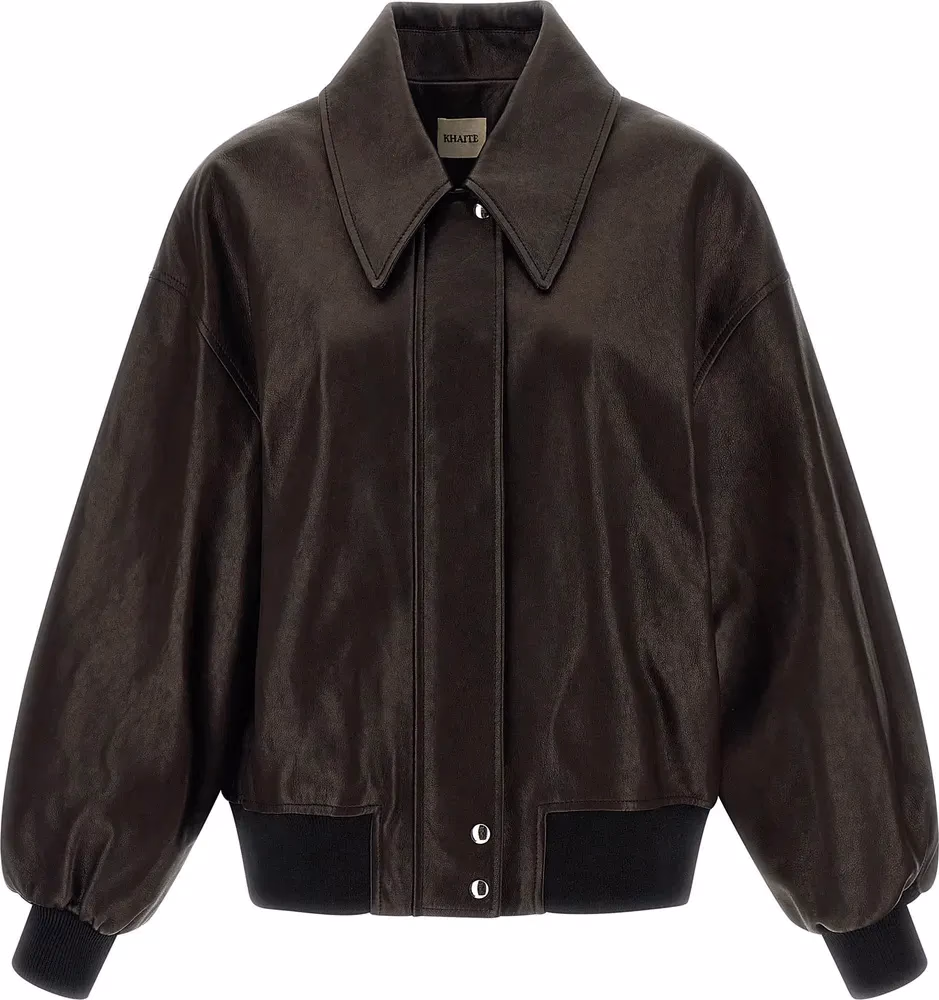 Khaite Brown Lamb Leather Leather Jacket