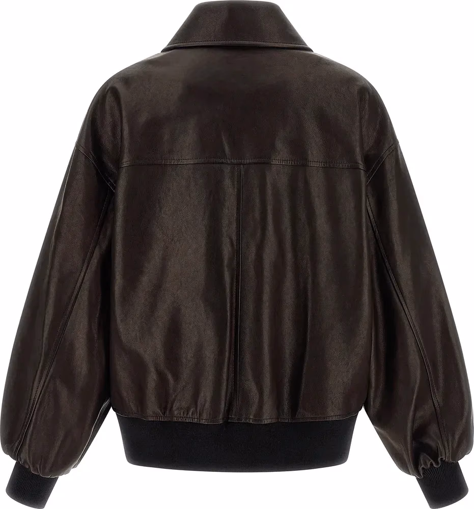 Khaite Brown Lamb Leather Leather Jacket