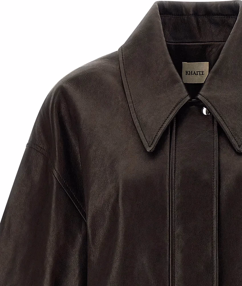 Khaite Brown Lamb Leather Leather Jacket