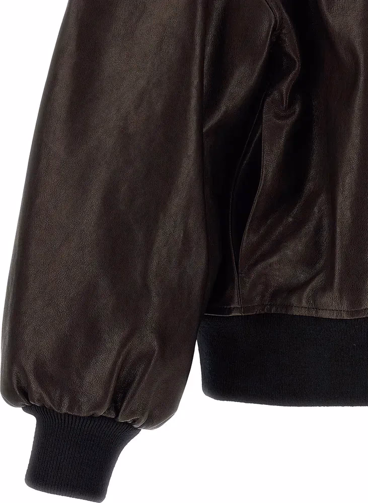 Khaite Brown Lamb Leather Leather Jacket