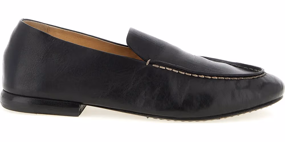 Marsell Black Calfskin Slip-On Loafers