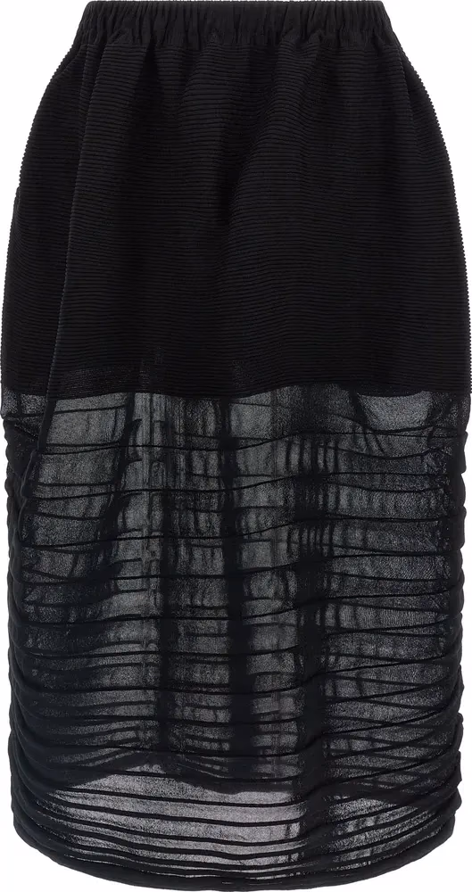 Issey Miyake Black Polyester Midi Skirt