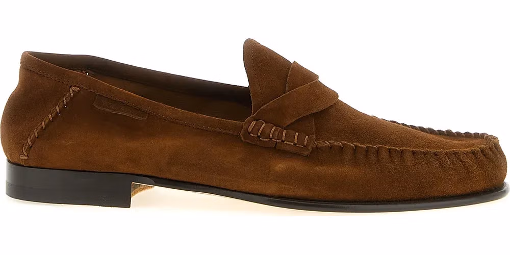 Tom Ford Brown Suede Leather Slip-On Loafers