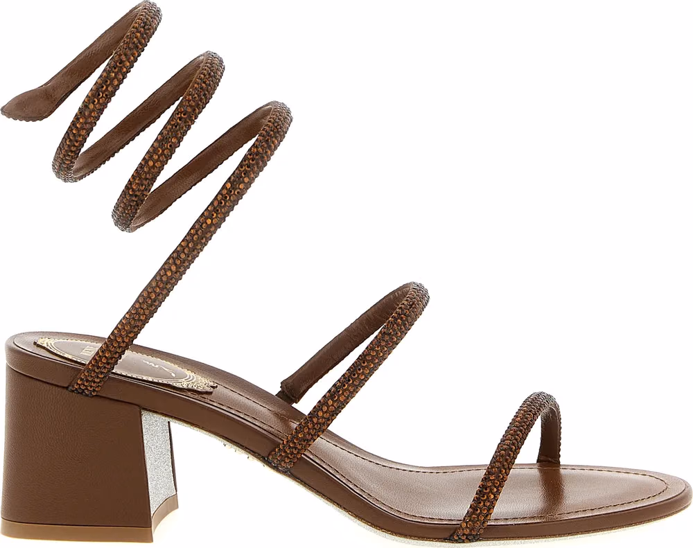 RENE CAOVILLA Brown Viscose Strap-On Sandals