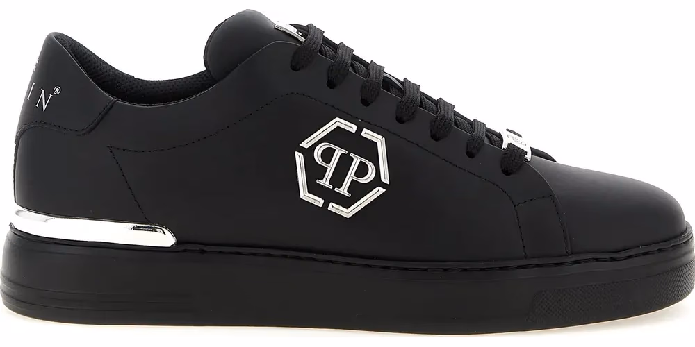 Philipp Plein Black Calfskin Low Top Sneakers