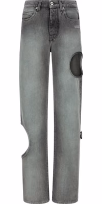 Gray Cotton Straight-Leg Jeans