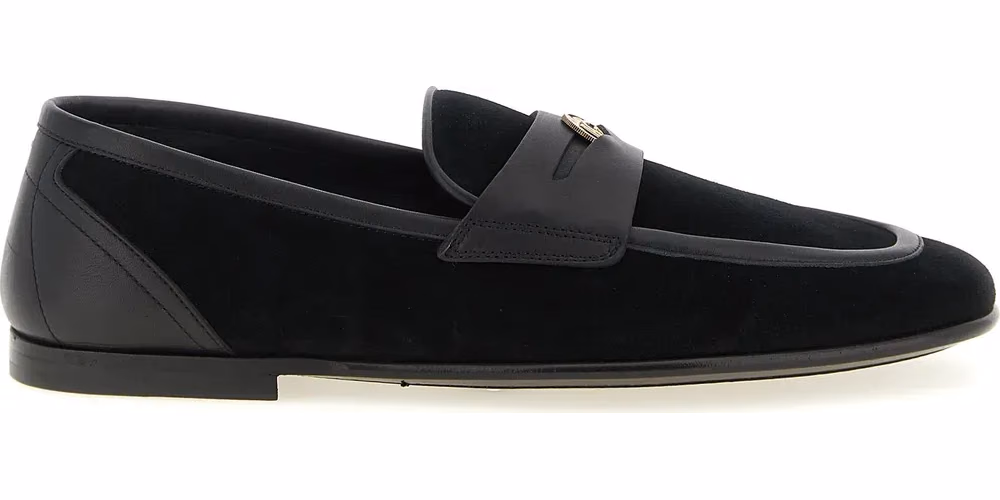 Dolce & Gabbana Black Calfskin Slip-On Loafers