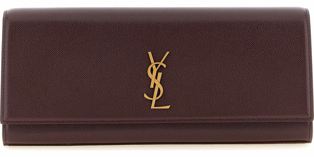 Saint Laurent Bordeaux Calfskin Clutch Bag