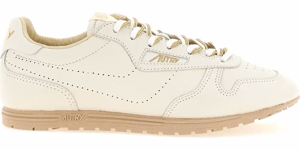 Autry Beige Cowhide Low Top Sneakers