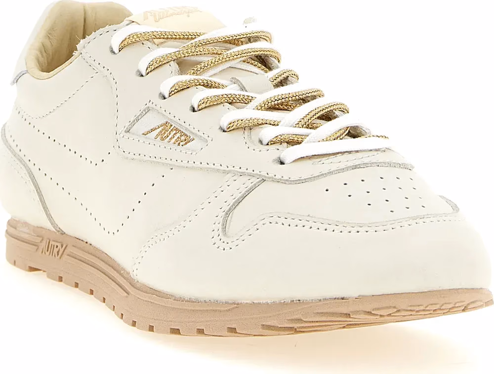 Autry Beige Cowhide Low Top Sneakers