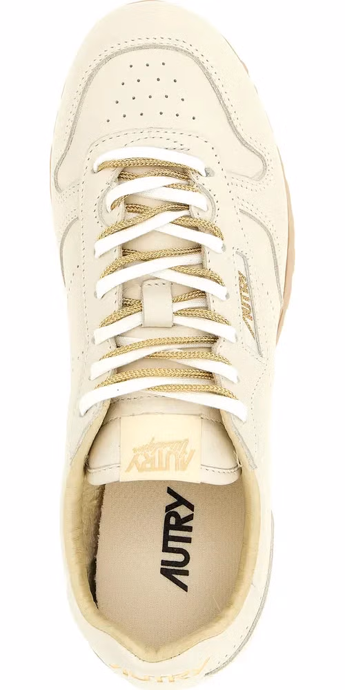 Autry Beige Cowhide Low Top Sneakers