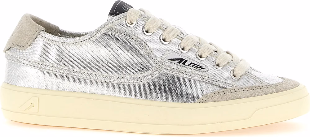 Autry Silver Canvas Low Top Sneakers