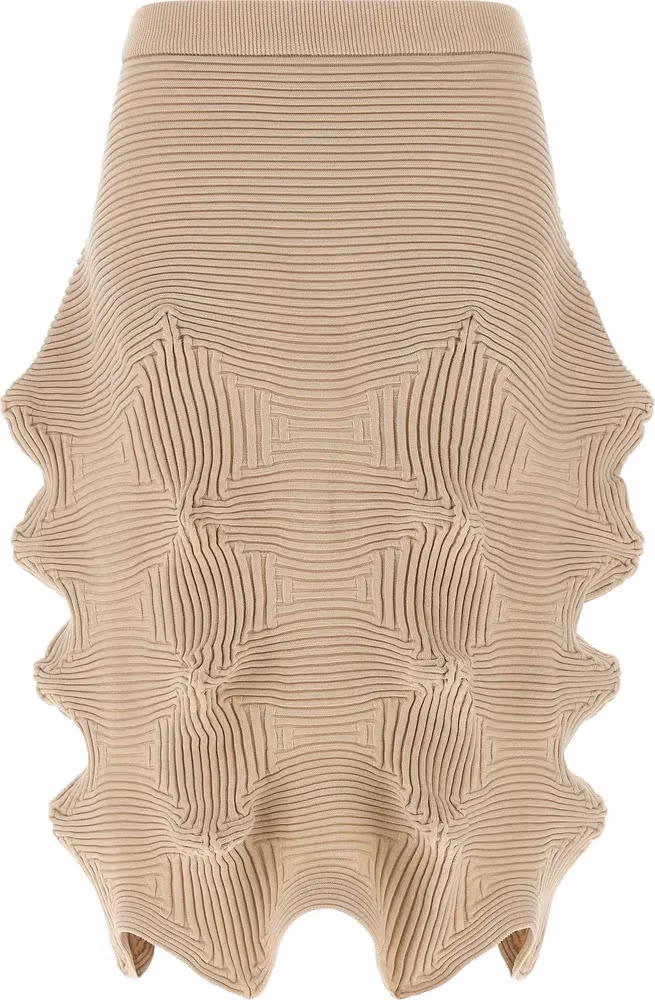 Issey Miyake Beige Polyester Midi Skirt