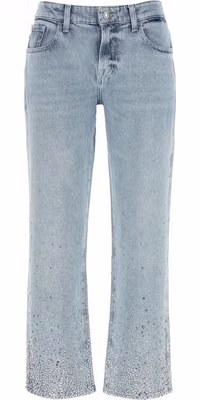 Blue Cotton Straight-Leg Jeans