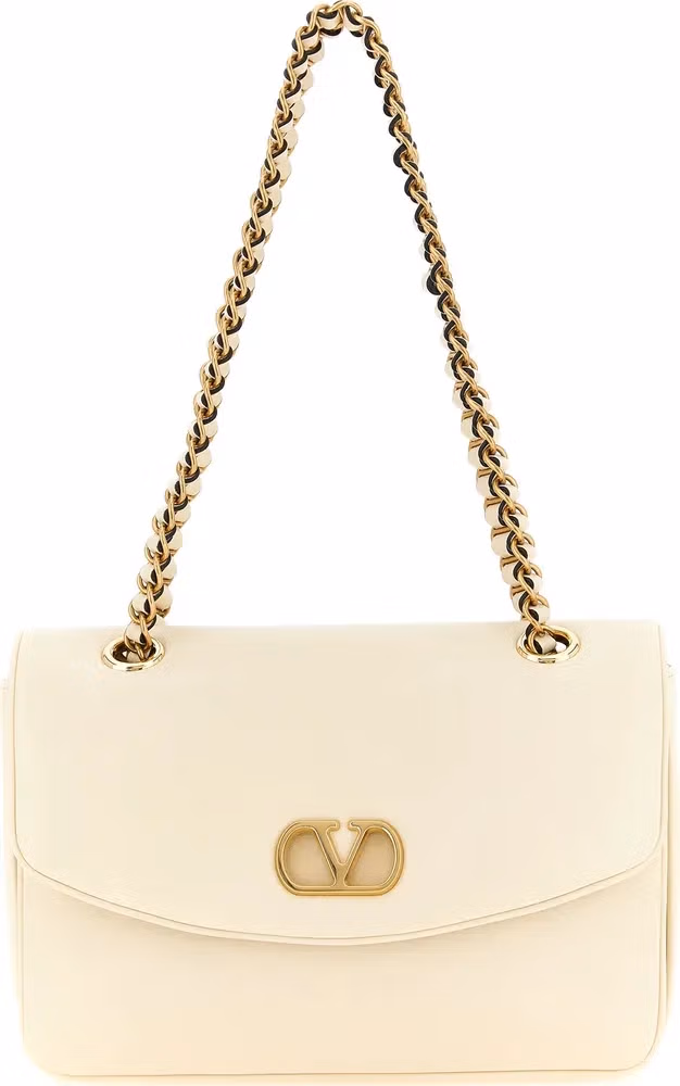 Valentino Garavani White Lamb Leather Shoulder Bag